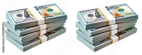 Fototapeta Stack of Dollar Bills in a Neat Pile – Transparent Background