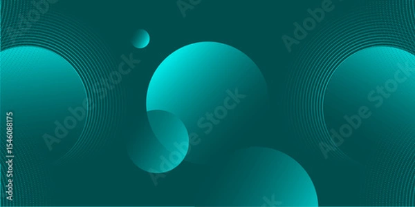 Fototapeta 3d circle Banner background design | Creative modern futuristic background | Elegant template for decoration, flyer, futuristic, web, business, technology, education with cyan color