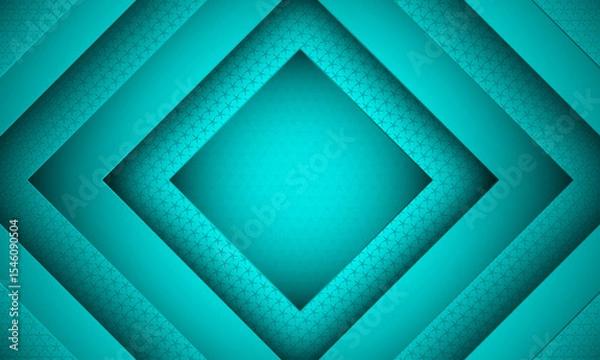 Obraz Abstract background with square shapes and pattern | Modern creative elegant background template for banner, flyer, card, presentation, corporate, decoration, greeting, packaging, with cyan color