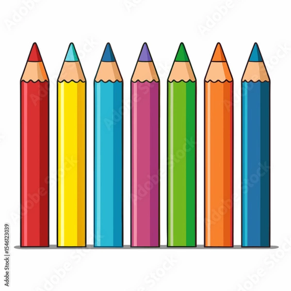 Fototapeta Vector set of cute cartoon colorful pencils with thick outlines and happy palette. Great for learning visuals, kids’ books, school supplies or digital artwork.

