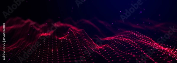 Fototapeta Abstract technology background. Big data digital code. Futuristic dots background. 3d rendering.