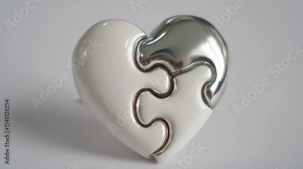 Fototapeta Creative brooch in puzzle piece shape with glossy finish on white