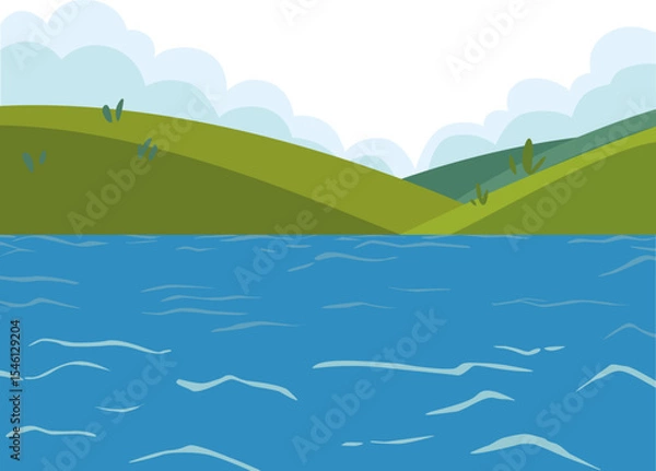 Obraz 물과 산과 구름 풍경