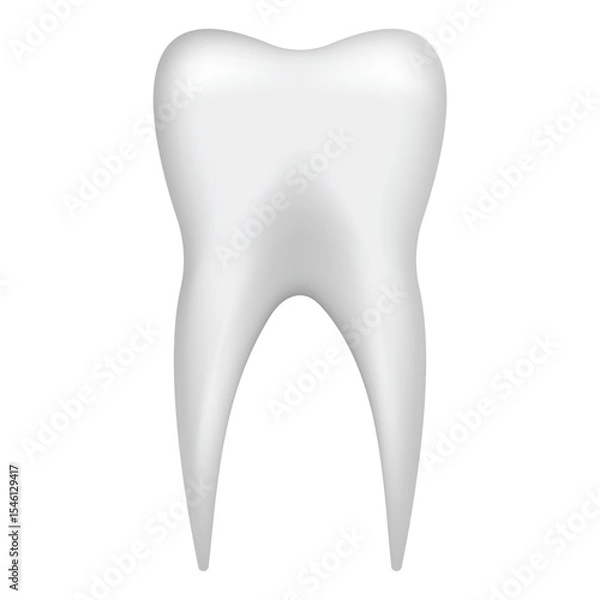 Obraz Tooth, 3D looking tooth, Dental, Tooth illustration, Vector tooth, white tooth, simple tooth shape with shadow