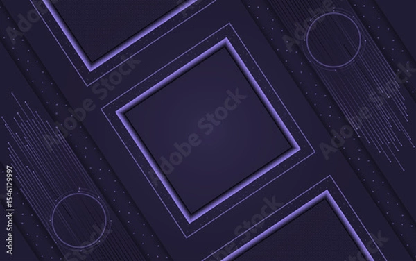 Obraz Flyer background with square shapes, shadow circle and line | Modern creative background template for banner, flyer, card, presentation, corporate, decoration, greeting, packaging, with violet color