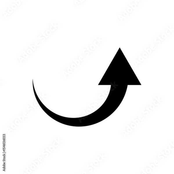 Fototapeta Partial Refresh Arrow Icon - Half Circle Clockwise - Black Solid