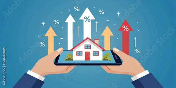 Fototapeta A Conceptual Image of Housing Market Growth Featuring Upward Trends and Analysis