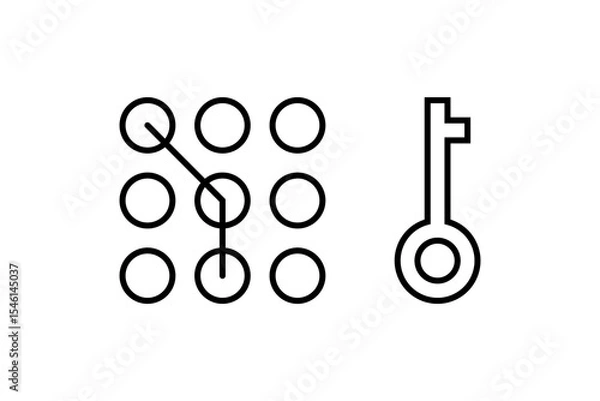 Fototapeta Pattern Lock Key Security Outline Icons
