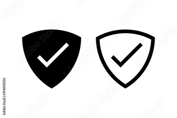 Fototapeta Security Shield Checkmark Outline Icons