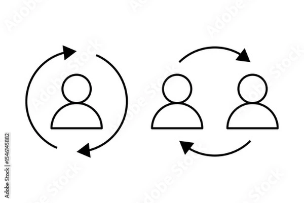 Fototapeta User Exchange Collaboration Outline Icons