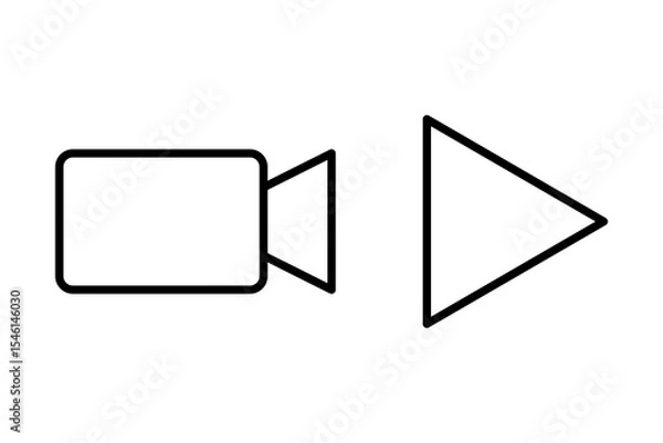 Fototapeta Video Camera Play Button Outline Icons
