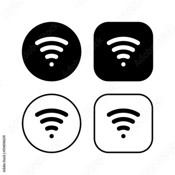Fototapeta WiFi Wireless Network Signal Solid Outline Icons