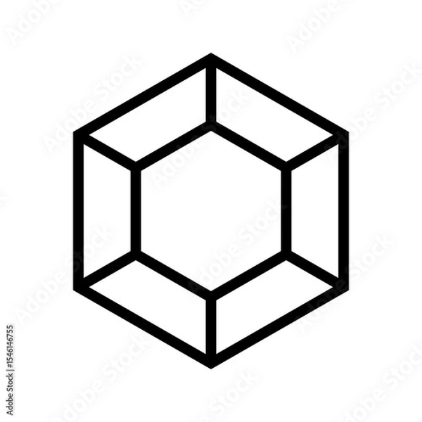 Fototapeta Hexagon Cube 3D Shape Outline Icon