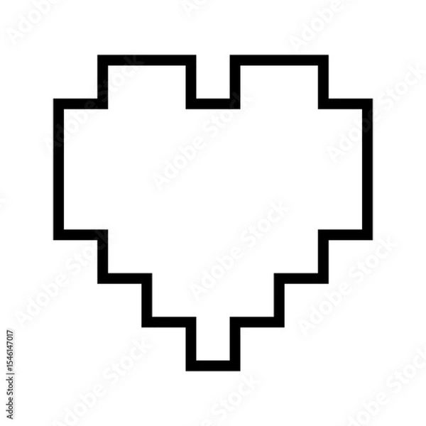Fototapeta Pixel Heart Love Outline Icon