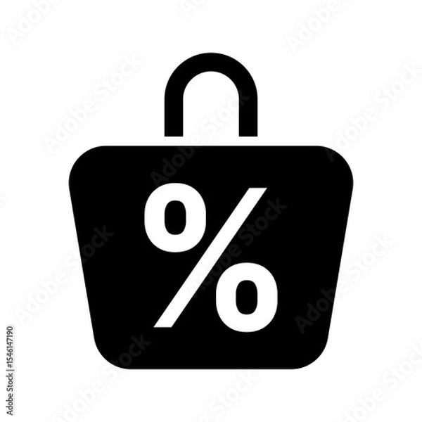 Fototapeta Shopping Bag Discount Percent Solid Icon