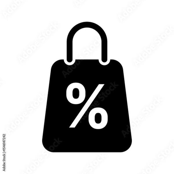 Fototapeta Shopping Bag Percent Discount Solid Icon