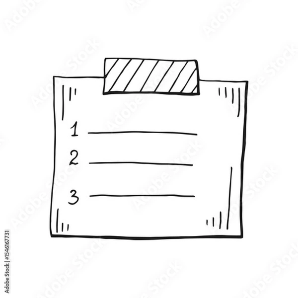 Fototapeta Memo paper sheet icon. Hand drawn vector illustration on isolated background.