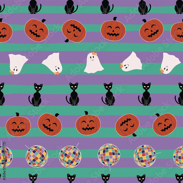 Obraz Retro striped Halloween abstract seamless pattern design