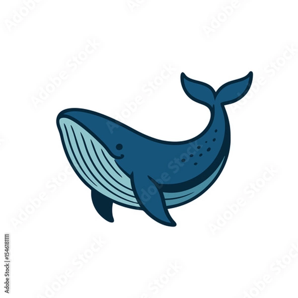 Fototapeta Colorful Blue Whale Vector Design, Artistic swimming blue whale colorful vector illustration on white background for marine wildlife concepts