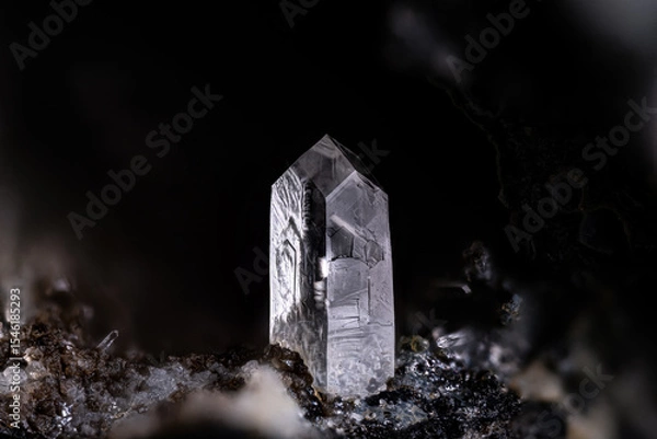 Fototapeta Phillipsite crystal. Specimen from Mailhac, St-Jean-Le-Centenier, France. Micro photography extreme close-up. microscope mineral crystal photography for Scientific use.