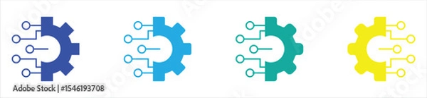 Fototapeta Digital Gear Circuit Icon – Technology Integration and Automation Symbol
