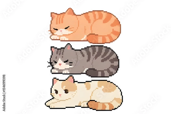 Fototapeta A Group of Cats Stacked on Each Other
