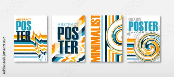 Fototapeta Set of trendy abstract geometric backgrounds. Colorful swirling poster design. Applicable for flyers, brochures, covers, magazines, books, banners, etc