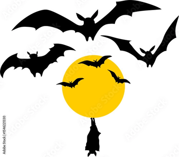 Obraz background ilustration vector bat in the dark night