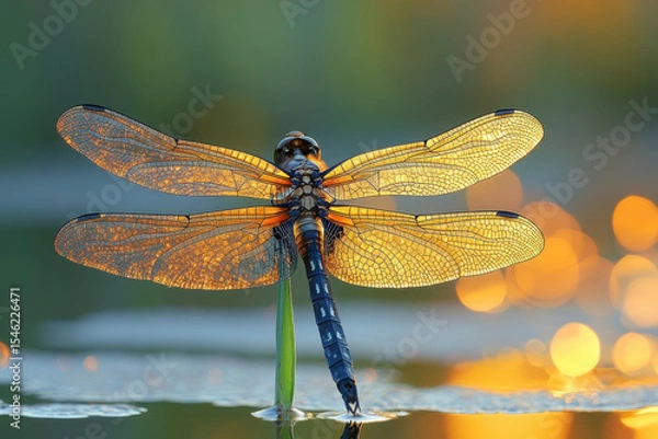 Fototapeta Dragon sits on leaf.
