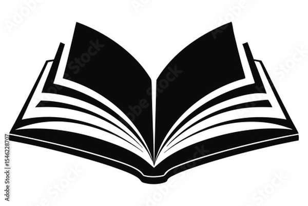 Fototapeta Bold Black and White Open Book with Facing Pages and Thick Binding
