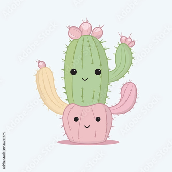 Fototapeta cartoon cactus illustration in kawaii style