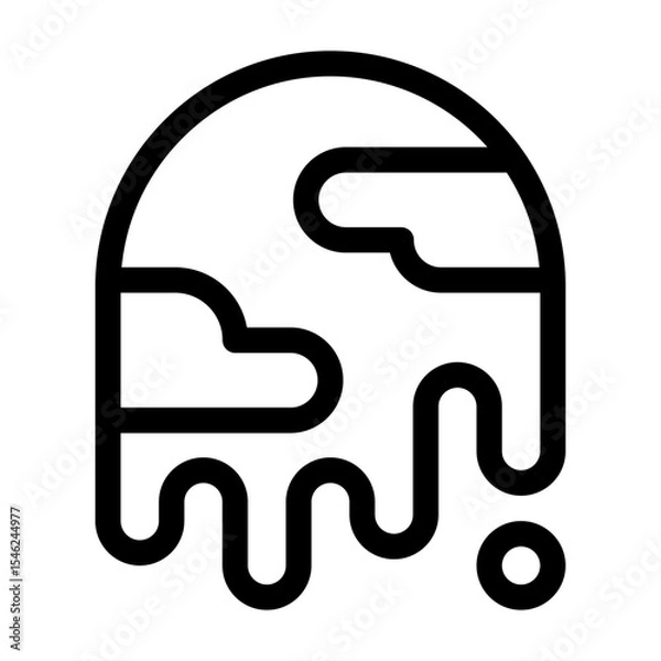 Obraz icono de planeta tierra derritiéndose. Calentamiento global, crisis climática e impacto ambiental. Ilustración vectorial