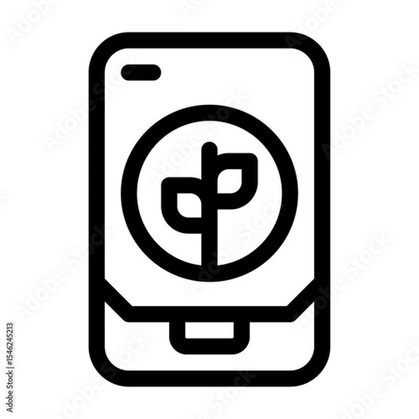 Obraz icono de teléfono con app ecológica. tecnología verde, acceso digital a soluciones sostenibles y conciencia ambiental. Ilustración vectorial