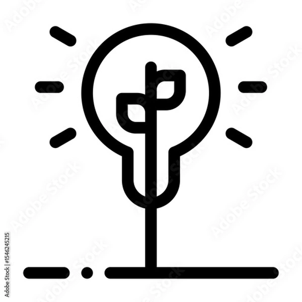Obraz icono de bombilla con planta. Ideas ecológicas, energía verde e innovación sostenible. Planta brotando de una bombilla iluminada. Ilustración vectorial