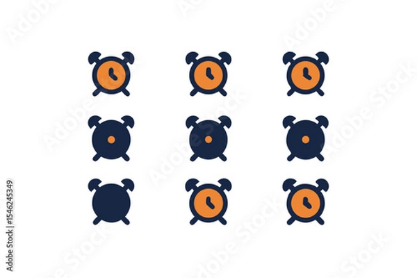 Fototapeta different alarm clock icon sets on white 