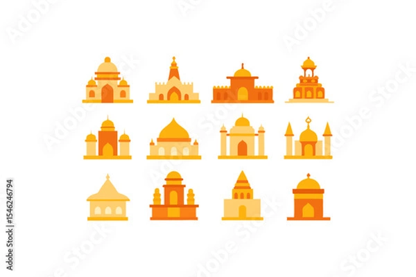 Obraz different hindu temple icon sets on white 