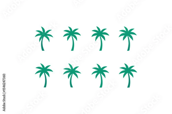 Fototapeta different palm leaf icon sets on white 