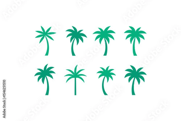 Fototapeta different-palm-leaf-icon-sets-on-white