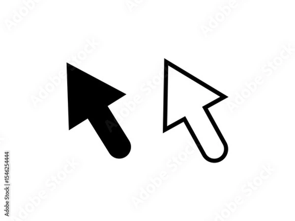 Fototapeta mouse click cursor arrow icon set filled and outline shape 