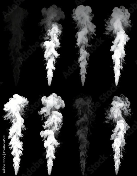 Obraz Smoke plumes with vapor, steam, alpha channel, and effect.