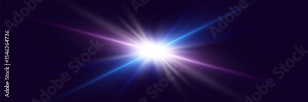Fototapeta Light effect flash with rays. Vector illustrator