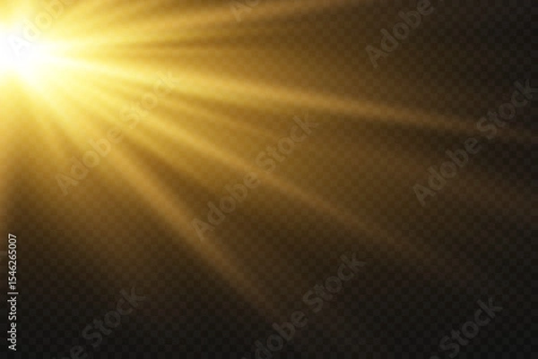 Obraz Sun rays effect with warm golden glow. On transparent background.