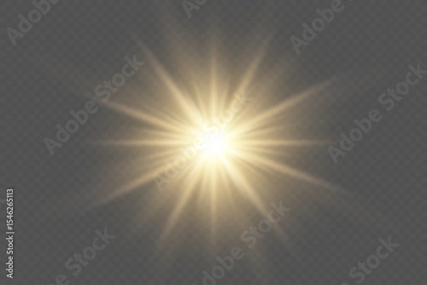 Obraz Sun rays effect with warm golden glow. On transparent background.