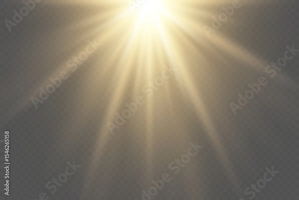 Obraz Sun rays effect with warm golden glow. On transparent background.