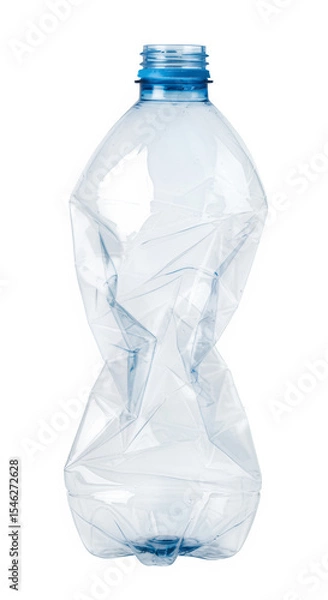 Obraz Compressed Plastic Bottle for Recycling, Isolated on White or Transparent Background