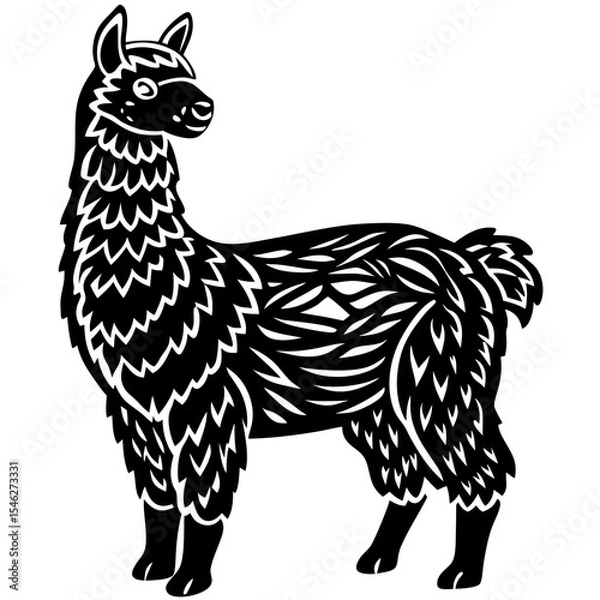 Obraz a cut alpaca silhuette vector art illustration on whit background