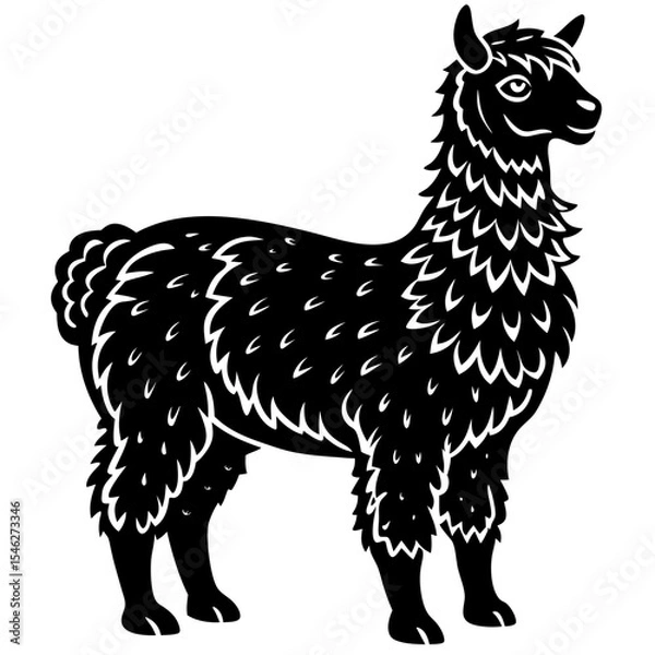 Obraz a cut alpaca silhuette vector art illustration on whit background