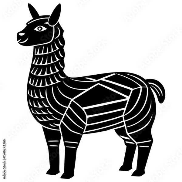 Obraz a cut alpaca silhuette vector art illustration on whit background