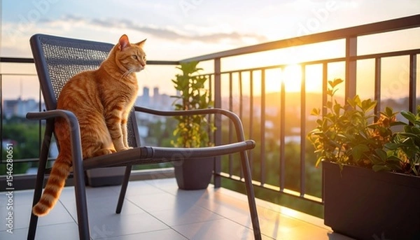 Obraz cat on the balcony