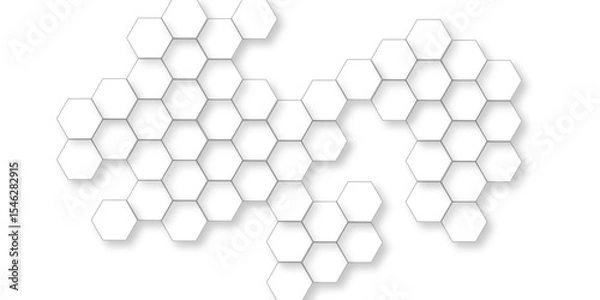 Fototapeta Abstract geometric pattern of white hexagons, Futuristic abstract honeycomb mosaic white background, Luxury White Pattern. 3D Futuristic abstract honeycomb mosaic white background. 